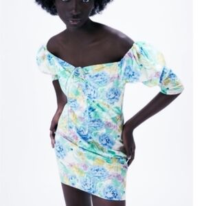 Zara Floral Poplin Mini Dress NWT